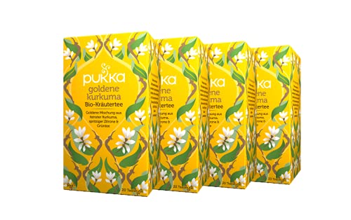 Pukka | Bio-Kräutertee „Goldene Kurkuma“ | Kurkuma, Galgant und feiner Orangennote | perfekt um deinen Flow zu unterstützen | 4er Pack | 80 Teebeutel von Pukka