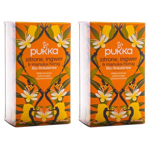 Pukka | Bio-Kräutertee „Zitrone, Ingwer & Manuka-Honig” | Zitrone, Ingwer, Honig und Kurkuma |für starke Momente im Alltag | 8er Pack | 80 Teebeutel von Pukka