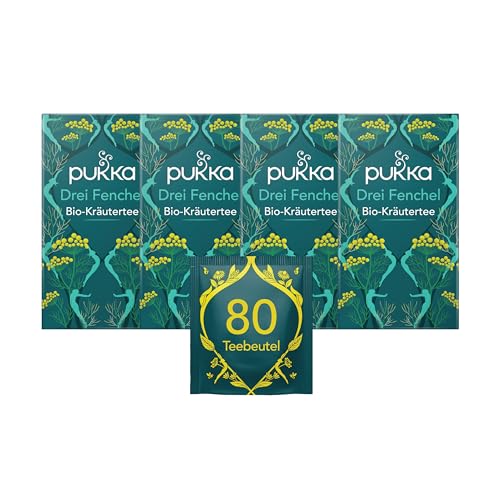 Pukka | Bio-Kräutertee „Drei Fenchel“ | Süßfenchelsamen, Wilder Fenchel und Fenchelblätter | nach dem Essen | 4er Pack | 80 Teebeutel von Pukka