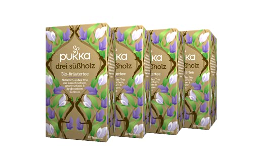 Pukka Bio-Tee Drei Süßholz 80 Teebeutel, 4er Pack (4 x 20 beutel) von Pukka