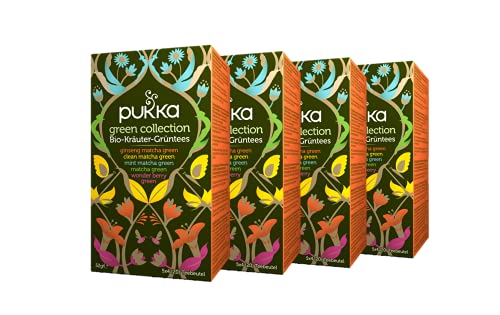 Pukka Kollektion Bio-Tee (für das Wohlbefinden - mit fünf verschiedenen Bio-Grüntees - 100Prozent biologisch Aufgussbeutel) 4 x 20 Beutel von Pukka