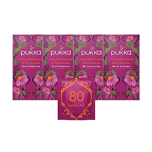 Pukka Bio-Tee Holunderbeere und Echinacea 80 Teebeutel, 4er Pack (4 x 20 beutel) von Pukka