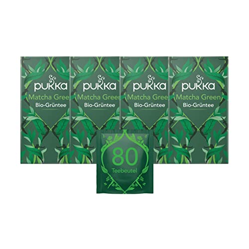 Pukka | Bio-Grüntee „Matcha Green“ | Grüner Tee und Matcha | für grünen Schwung in deinem Alltag | 4er Pack | 80 Teebeutel von Pukka