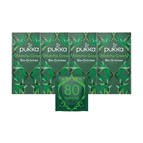 Pukka Tee Set, Bio-Grüntee " Surpreme Matcha Green", Grüner Tee, Matcha, Für grünen Schwung in deinem Alltag, 4er Pack, 80 Teebeutel von Pukka