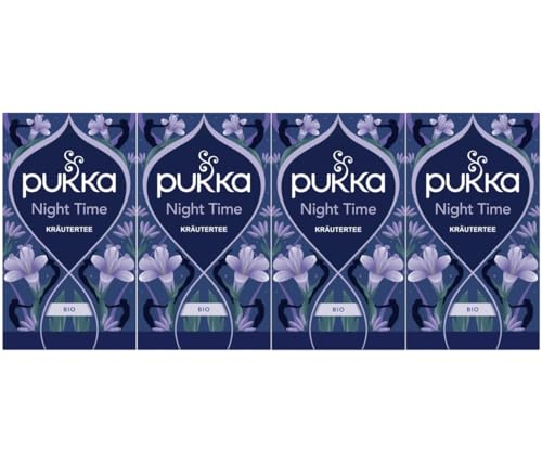 Pukka Tee Set, Bio Kräutertee "Night Time", Kamille, Kardamom und Fenchel, Für eine friedliche Abendruhe, 4er Pack, 80 Teebeutel von Pukka