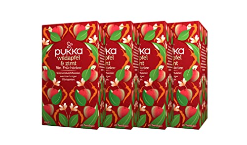 Pukka Bio-Tee Wildapfel & Zimt 80 Teebeutel, 4er Pack (4 x 20 Beutel) von Pukka