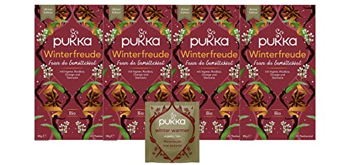 Pukka | Bio-Tee „Winterfreude“ | Limited Edition | Ingwer, Zimt, Nelken, Orange | für besinnliche Momente | 4er Pack | 80 Teebeutel von Pukka