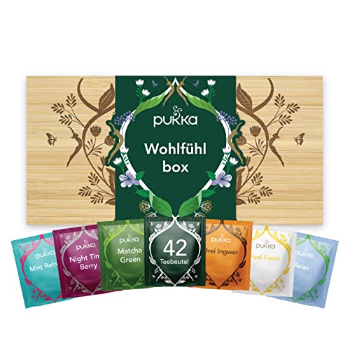 Pukka | Bio-Tee Wohlfühl Selection Geschenk Box | aus nachhaltigem Bambus | Bio | Umweltfreundliches Geschenk | 6 Tee-Variationen | 42 Teebeutel von Pukka