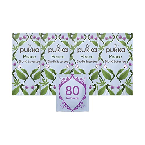 Pukka | Bio-Kräutertee „Peace“ | Kamille, Lavendel, Grüne Minze, Ashwagandha | für Momente der Ruhe| 4er Pack | 80 Teebeutel von Pukka