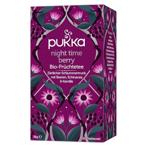 Pukka Tee, Bio-Früchte-Kräutertee "Night Time Berry", Kamille, Lavendel, Echinacea, Holunderbeere, Für eine friedliche Abendruhe, 20 Teebeutel Pukka Tee, Bio-Früchte-Kräutertee "Night Time Berry", Kamille, Lavendel, Echinacea, Holunderbeere, Für eine friedliche Abendruhe, 20 Teebeutel von Pukka