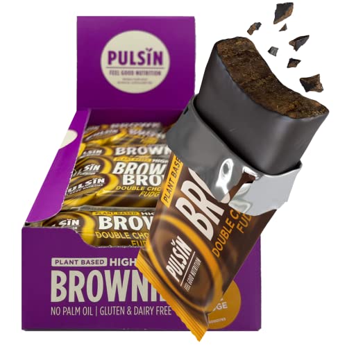 Pulsin - Double Chocolate-Fudge ballaststoffreicher Brownie - 18 x 35g - Vorteilspack - natürlich, glutenfrei, palmölfrei & milchfrei Riegel von Pulsin
