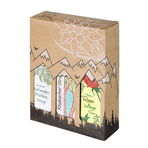 Allgäuer Genuss-Box - Feinkost Geschenk-Set - 3 x 100ml feinster Sirup - Allgäuer Delikatessen mit Geschenkverpackung als Geschenk-Set von Puntzelhof Allgäuer Delikatessen
