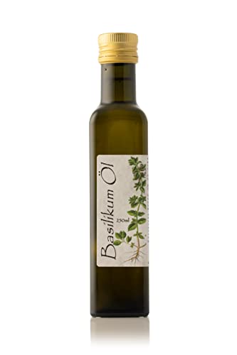 Basilikum Öl aus dem Allgäu - 250ml Rapsöl mit intesivem Basilikum Aroma von Puntzelhof Allgäuer Delikatessen