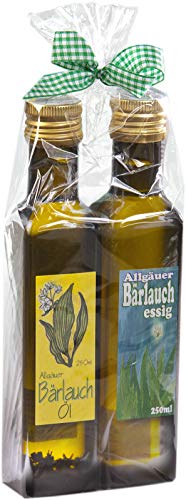 Geschenkset aus dem Allgäu | 250ml Bärlauch-Essig | 250ml Bärlauch-Öl | Aus frischem Bärlauch | Liebevoll verpacktes Geschenkset (2x250ml) von Puntzelhof Allgäuer Delikatessen