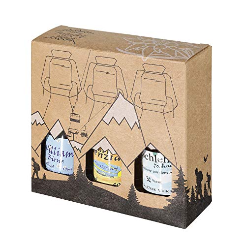 Geschenkset aus dem Allgäu | 3 x 40ml Likör und Spirituosen | Hausgemachte Delikatessen in Bügelverschlussflaschen | Geschenkidee von Puntzelhof Allgäuer Delikatessen
