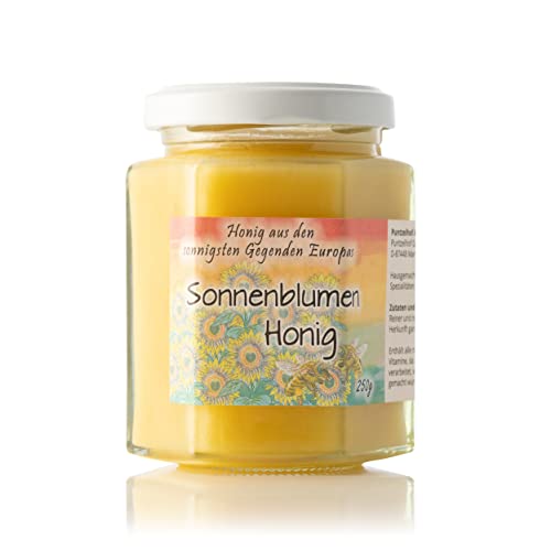 Sonnenblumen Honig - 250g Sonnenblumen Honig cremig - Bienenhonig in bester Qualität aus den sonnigsten Gegenden Europas - Honig aus Ungarn von Puntzelhof Allgäuer Delikatessen
