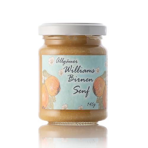 Süßer Senf Williams Birne | 150ml süßer Feinkost Senf aus dem Allgäu von Puntzelhof Allgäuer Delikatessen