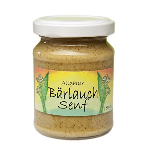 Bärlauch-Senf aus dem Allgäu | 150ml Gourmet Senf mittelscharf im Glas | Feiner Bärlauch Geschmack von Puntzelhof Allgäuer Delikatessen