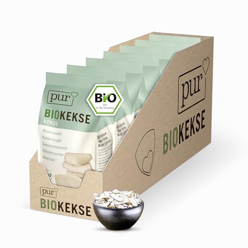 Pur Bio Kekse mit Kokosraspeln, 7 x 125g Beutel, Kokos Kekse Großpackung, leckerer veganer Snack als Knabberartikel, Keksgebäck mit nur 5 natürlichen Zutaten, bio, vegan Pur Bio Kekse mit Kokosraspeln, 7 x 125g Beutel, Kokos Kekse Großpackung, leckerer veganer Snack als Knabberartikel, Keksgebäck mit nur 5 natürlichen Zutaten, bio, vegan von Pur