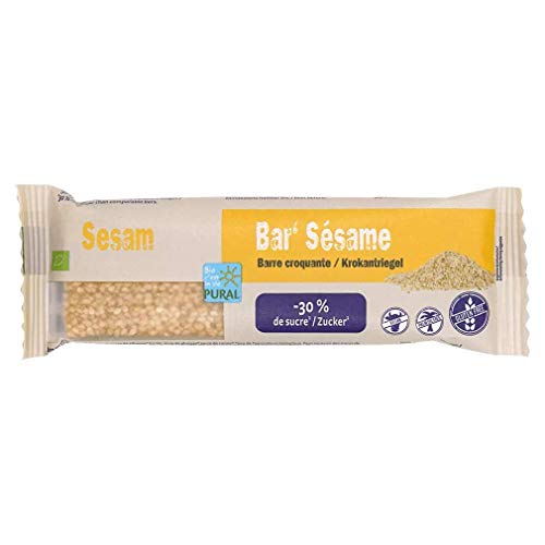 Pural Bio Sesam Riegel mit 30% weniger Zucker, 1x 35g - glutenfrei, vegan von Pural