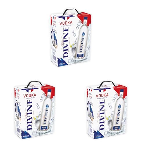 Pure Divine - Französischer Vodka aus den Nordvogesen - 37.5 Prozent Vol - Großpackungen 3 Liter - Wodka Bag in Box (1 x 3 l) (Packung mit 3) von Pure Divine