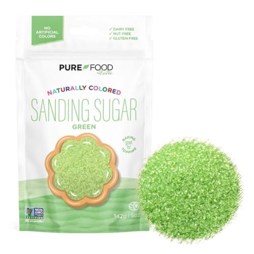 Reiner Lebensmittelfarbstofffreier grüner Schleifzucker, 142 ml, natürlich gefärbte Zuckerstreusel, farbiger Zucker, ideal zum Backen und Dekorieren Reiner Lebensmittelfarbstofffreier grüner Schleifzucker, 142 ml, natürlich gefärbte Zuckerstreusel, farbiger Zucker, ideal zum Backen und Dekorieren von Pure Food by Estee