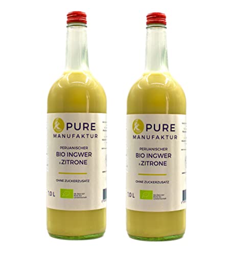 Pure Ginger – hochwertiger peruanische Bio-Ingwer mit Zitrone ohne Zucker und künstliche Zusatzstoffe 100% Bio (DE-ÖKO-005), 2x1000ml von Pure Ginger
