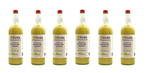 Pure Ginger – hochwertiger peruanische Bio-Ingwer mit Zitrone ohne Zucker und künstliche Zusatzstoffe 100% Bio (DE-ÖKO-005), 6x1000ml von Pure Ginger