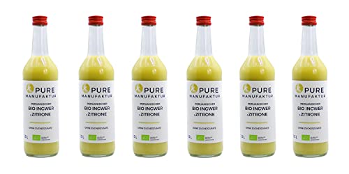 Pure Ginger – hochwertiger peruanische Bio-Ingwer mit Zitrone ohne Zucker und künstliche Zusatzstoffe 100% Bio (DE-ÖKO-005), 6x500ml von Pure Ginger