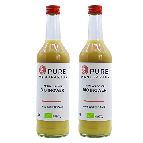 Pure Ginger – hochwertiger peruanische Bio-Ingwer ohne Zucker und künstliche Zusatzstoffe 100% Bio (DE-ÖKO-005), 2x500ml von Pure Ginger