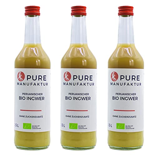 Pure Ginger – hochwertiger peruanische Bio-Ingwer ohne Zucker und künstliche Zusatzstoffe (3x500ml) von Pure Ginger