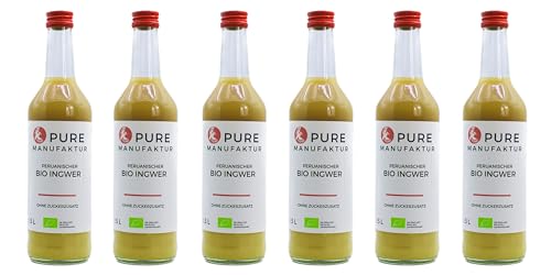 Pure Ginger – hochwertiger peruanische Bio-Ingwer ohne Zucker und künstliche Zusatzstoffe 100% Bio (DE-ÖKO-005), 6x500ml von Pure Ginger