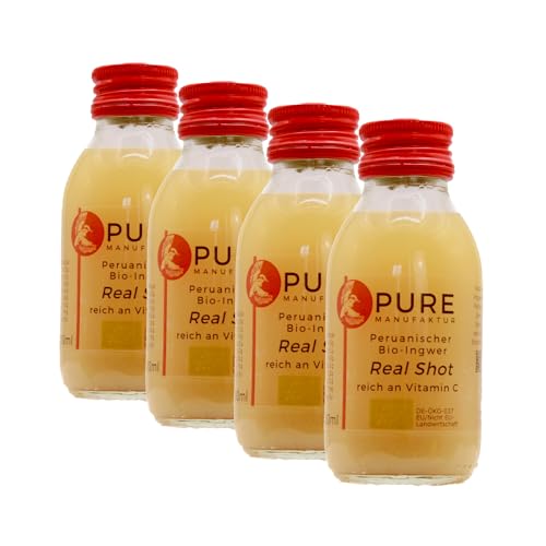 Pure Shot Bio-Apfel-Ingwer. Bio und vegan. OHNE Zucker KEINE Zusatzstoffe 100% Bio (DE-ÖKO-005), 4 x 100 ml von Pure Ginger