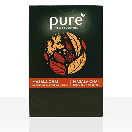 Pure Tea Selection Masala Chai | Schwarzer Tee | 100% natürliche Aromen | 25 Teebeutel aus Maisstärke gewebt und industriell kompostierbar | 25 x 2,5g von Pure Tea
