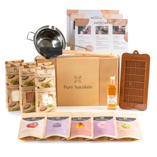 Pure Xocolate DIY-Schokolade - Komplett-Set zum selber machen - Vegane, laktosefreie Alternative - Schokoladen-Geschenkideen für Kinder, Frauen & Männer - inkl. Silikonform, Schmelzschale und Rezepten Pure Xocolate DIY-Schokolade - Komplett-Set zum selber machen - Vegane, laktosefreie Alternative - Schokoladen-Geschenkideen für Kinder, Frauen & Männer - inkl. Silikonform, Schmelzschale und Rezepten von Pure Xocolate