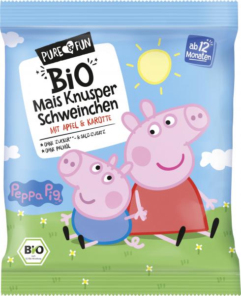 Pure & Fun Peppa Pig Bio Mais Knusper Schweinchen mit Apfel & Karotte von Pure & Fun