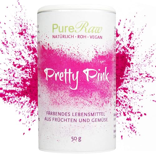 Pretty Pink Natürliche Lebensmittelfarbe Pulver Rosa (Roh Vegan) Pastell Rose bis Intensiv Rosa-Rot - Essbare Farbe für Lebensmittel aus Früchten und Gemüse - Natural Food Coloring | PureRaw 50g von PureRaw