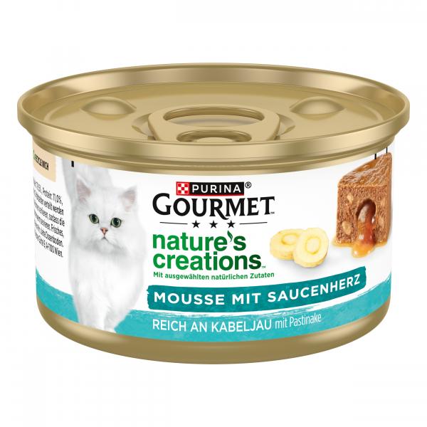 Purina Gourmet Nature's creations Mousse mit Saucenherz reich an Kabeljau mit Pastinake von Purina