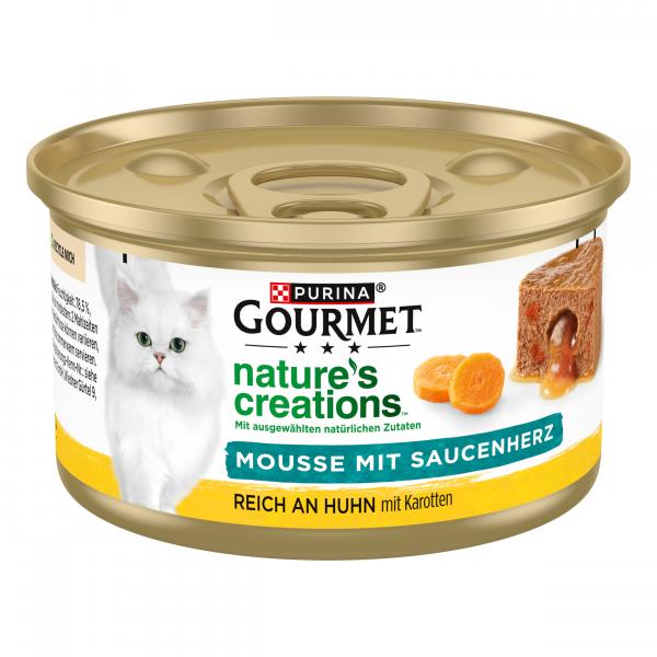 Purina Gourmet Nature's creations Mousse mit Saucenherz reich an Huhn mit Karotten von Purina