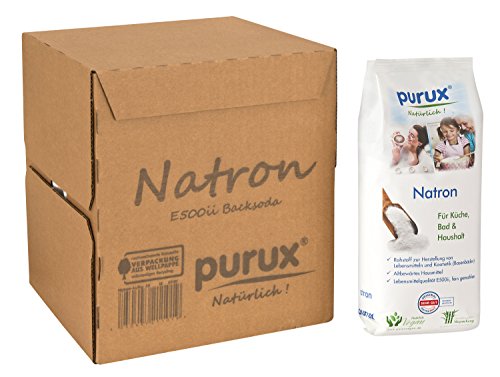 purux Natron Pulver 3kg, Lebensmittelqualität nachhaltig verpackt, Back Soda von purux