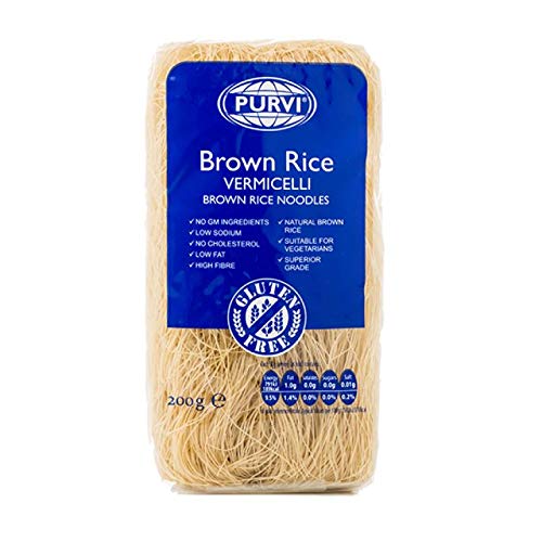 Purvi Braune Reis-Vermicelli-Nudeln Glutenfrei - 200g - 2er-Packung von Purvi