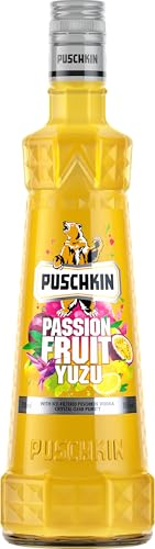 Puschkin | Passionfruit Yuzu | Exotisch-fruchtiger Genuss mit dem Geschmack von Passionsfrucht und Yuzu | Ideal für tropische Cocktails oder pur auf Eis | 0,7L | 15% Vol. von Puschkin