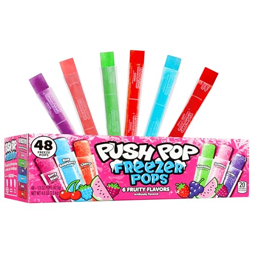 Push Pop Freezer Pops – Eis am Stiel, einzeln verpackt, Sortimentspackung – 6 klassische, fruchtige Geschmacksrichtungen – lustige farbige Eis-Pops für Partygeschenke, Groß-Snacks für Kinder und Push Pop Freezer Pops – Eis am Stiel, einzeln verpackt, Sortimentspackung – 6 klassische, fruchtige Geschmacksrichtungen – lustige farbige Eis-Pops für Partygeschenke, Groß-Snacks für Kinder und von Push Pop