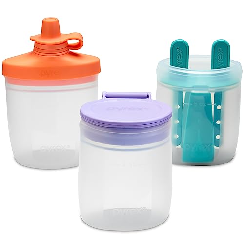 Pyrex Littles Silikon-Fütterungsset für Babys und Kleinkinder, 142 ml, Beutel und Deckel für Lebensmittel und Getränke, luftdicht, auslaufsicher, BPA-frei, nicht zerbrechlich, spülmaschinenfest, ab 6 von Pyrex