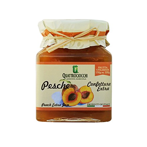 Quattrociocchi extra Premium Pfirsich Konfitüre, 350g - Extra hoher Fruchtanteil - 130g Pfirsich auf 100g Marmelade - Premium Qualität aus Italien von Q QUATTROCIOCCHI