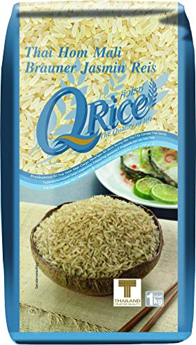 Q Rice Brauner Jasminreis, Langkorn, 12er Pack (12 x 1 kg) von Q Rice
