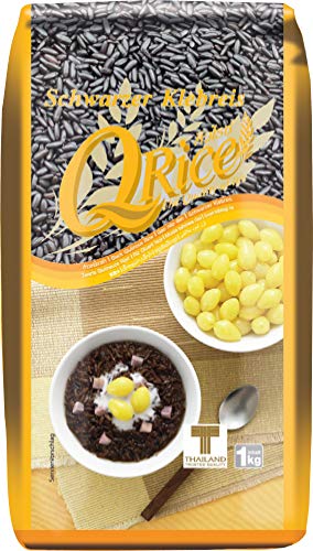 Q RICE Klebreis – Schwarzer, klebriger Langkornreis – Ideal für die asiatische Küche & für Desserts – 1 x 1 kg von Q Rice