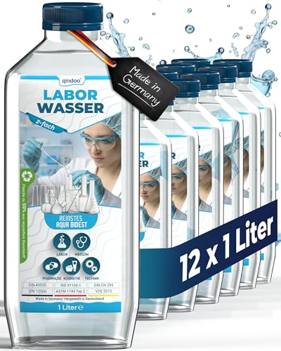 Qindoo Laborwasser, Aqua Bidest, Bidestilliertes Wasser Rein 2-Fach (12 Liter) Qindoo Laborwasser, Aqua Bidest, Bidestilliertes Wasser Rein 2-Fach (12 Liter) von Qindoo