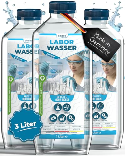 Qindoo Laborwasser, Aqua Bidest, Bidestilliertes Wasser Rein 2-fach (3 Liter) Qindoo Laborwasser, Aqua Bidest, Bidestilliertes Wasser Rein 2-fach (3 Liter) von Qindoo
