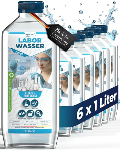 Qindoo Laborwasser, Aqua Bidest, Bidestilliertes Wasser Rein 2-fach (6 Liter) Qindoo Laborwasser, Aqua Bidest, Bidestilliertes Wasser Rein 2-fach (6 Liter) von Qindoo